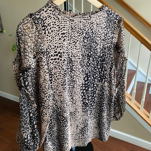 Anthropologie Maeve Jacquin Animal Print Peasant Blouse Sz Medium - Picture 3 of 16